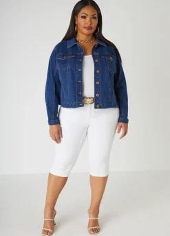 New Ashley Stewart Classic Denim Jacket Indigo