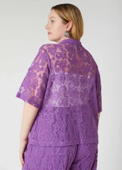 Hot Ashley Stewart Corded Lace Shirt Purple Magic