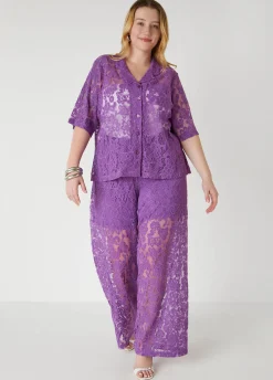 Hot Ashley Stewart Corded Lace Shirt Purple Magic