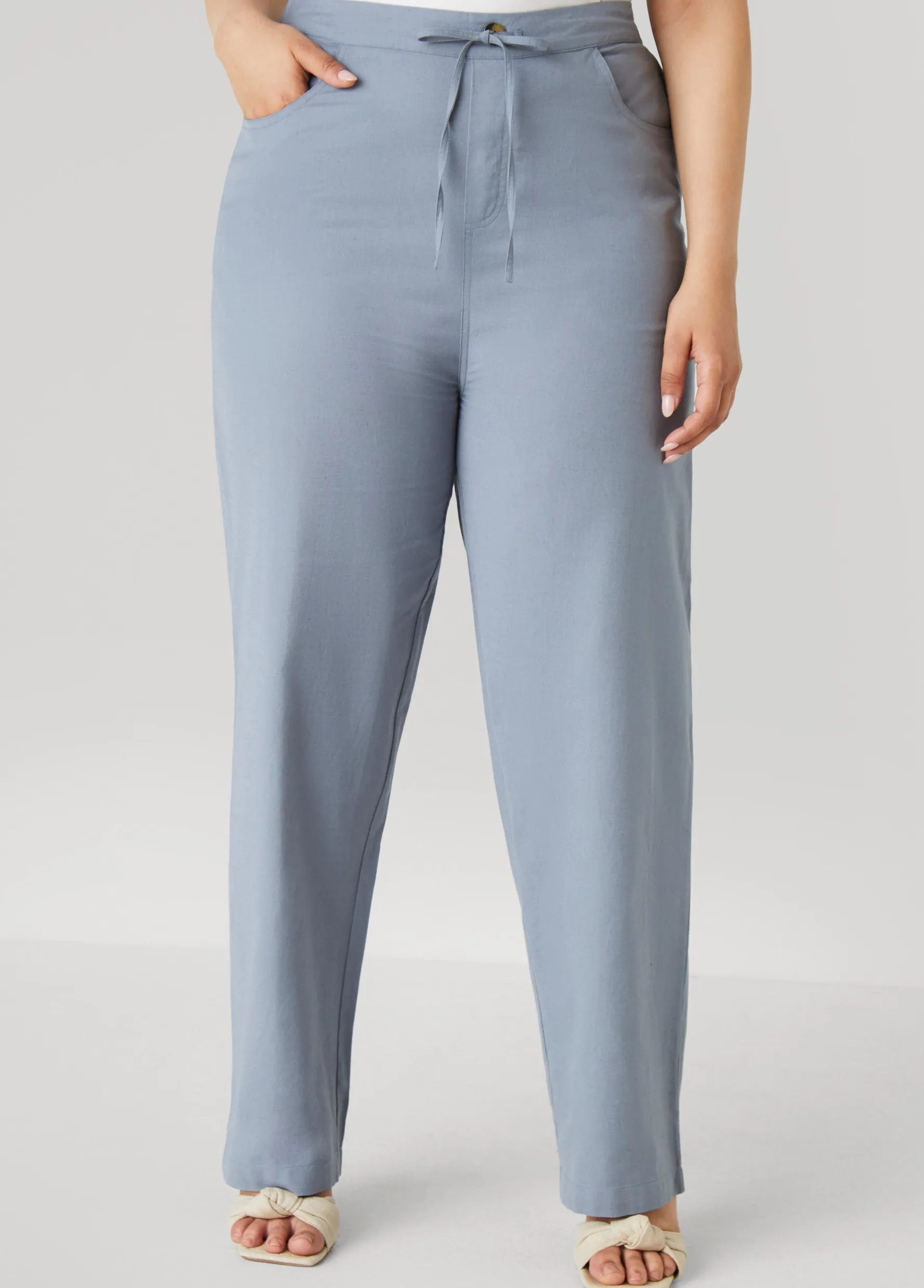 Best Ashley Stewart Cotton And Linen Pants Blue