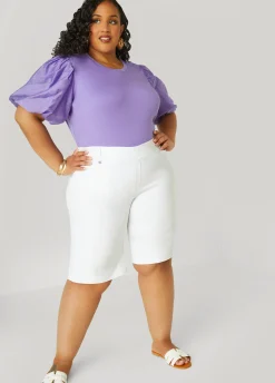 Discount Ashley Stewart Cotton Paneled Jersey Top