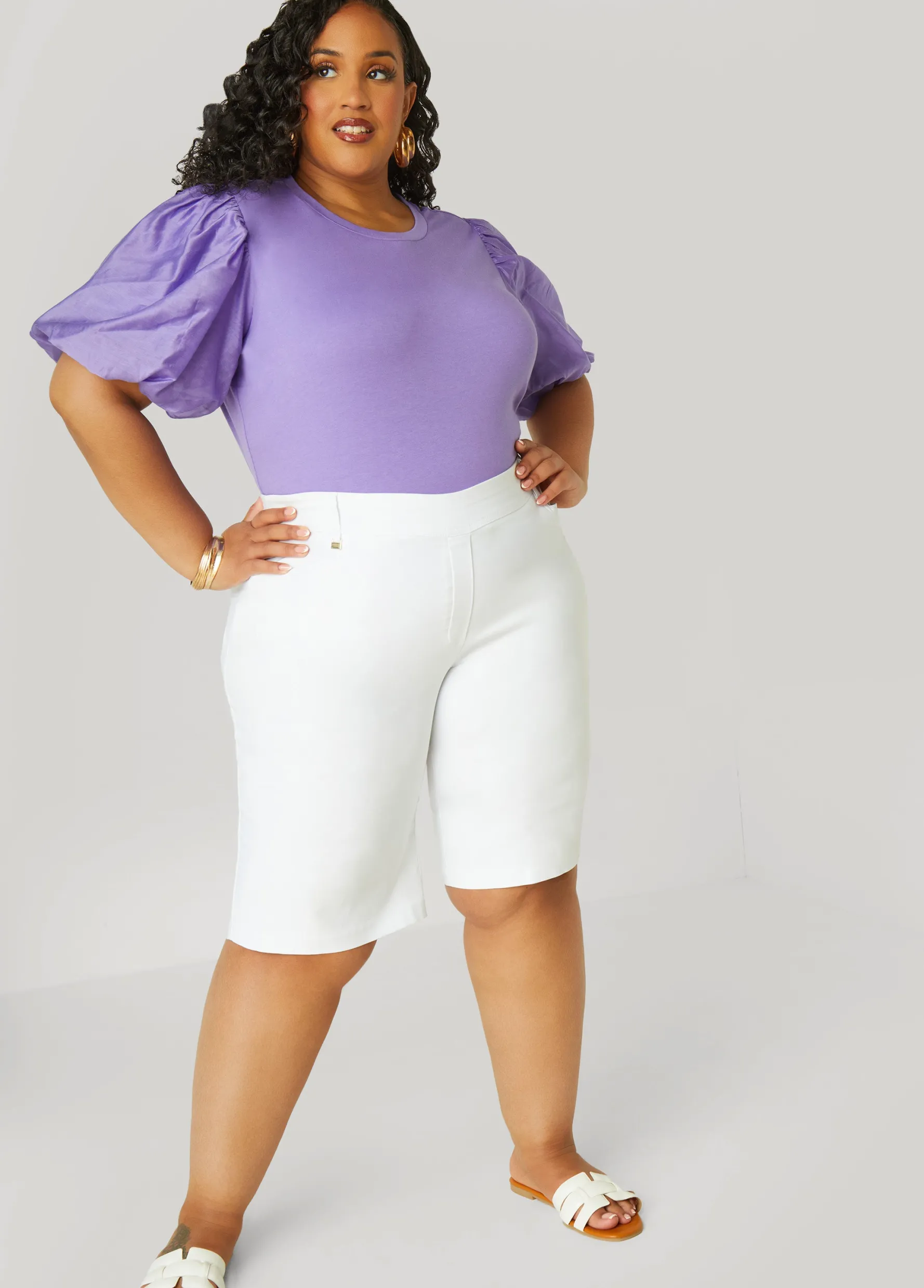 Discount Ashley Stewart Cotton Paneled Jersey Top