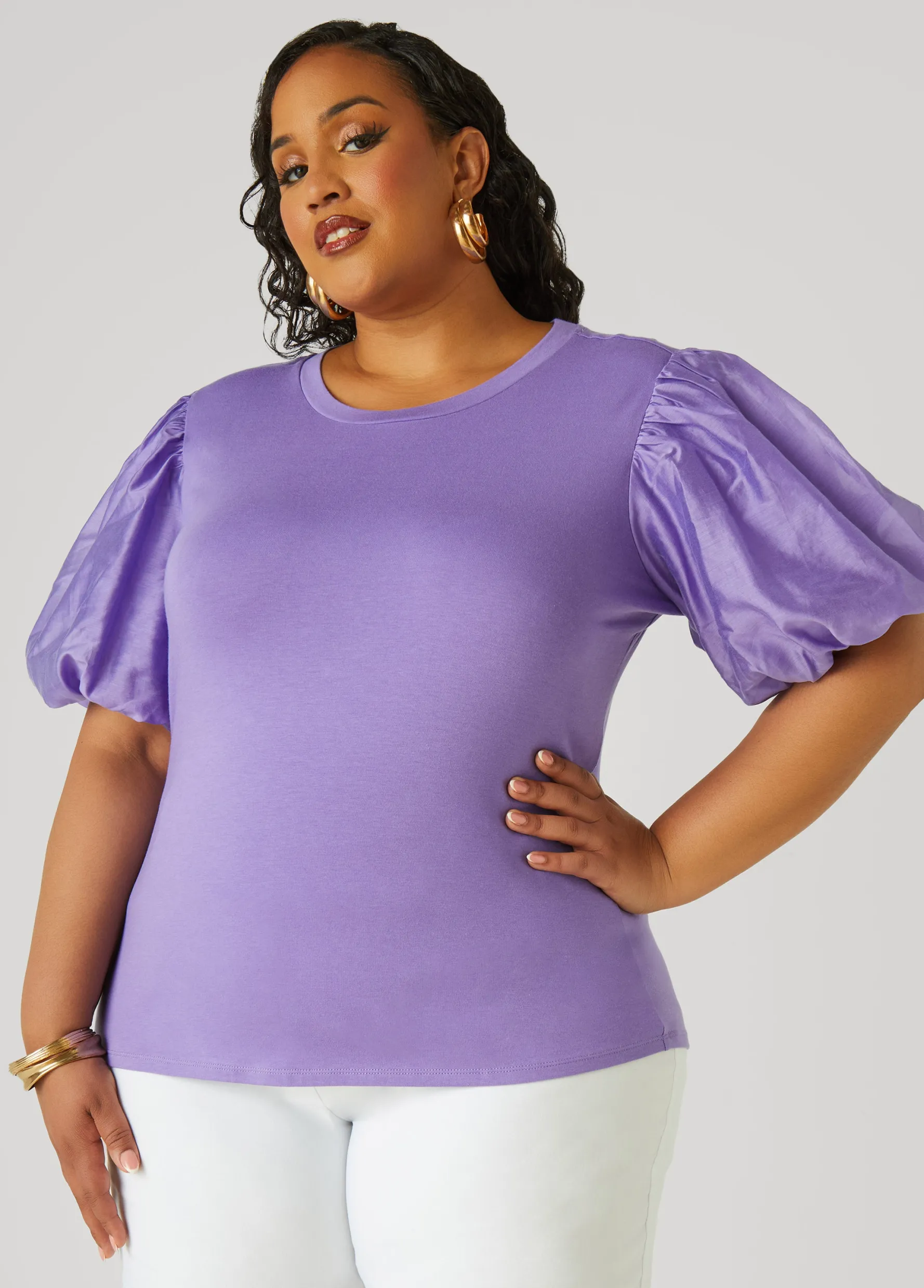 Discount Ashley Stewart Cotton Paneled Jersey Top