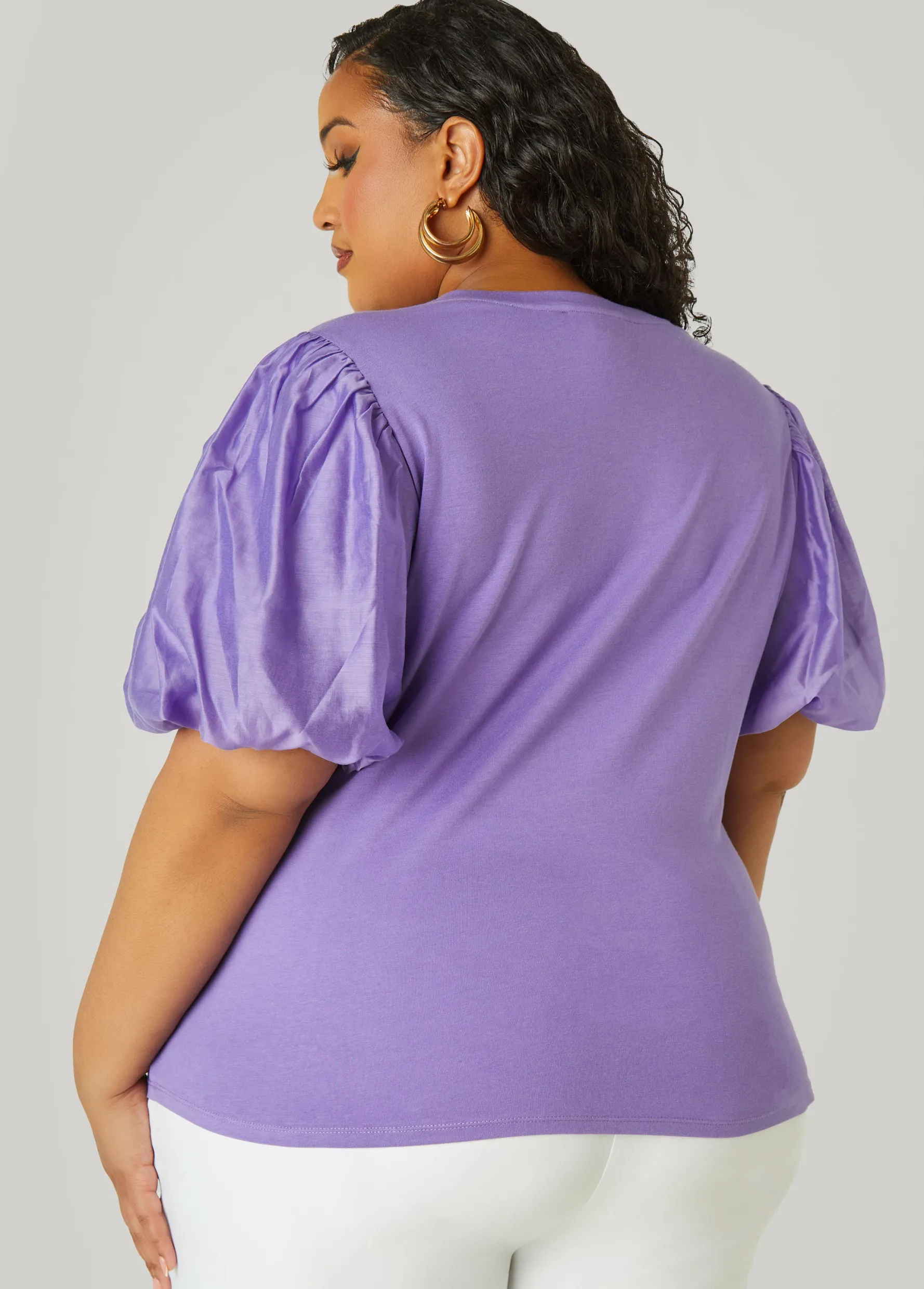 Discount Ashley Stewart Cotton Paneled Jersey Top