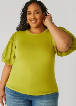 Discount Ashley Stewart Cotton Paneled Jersey Top