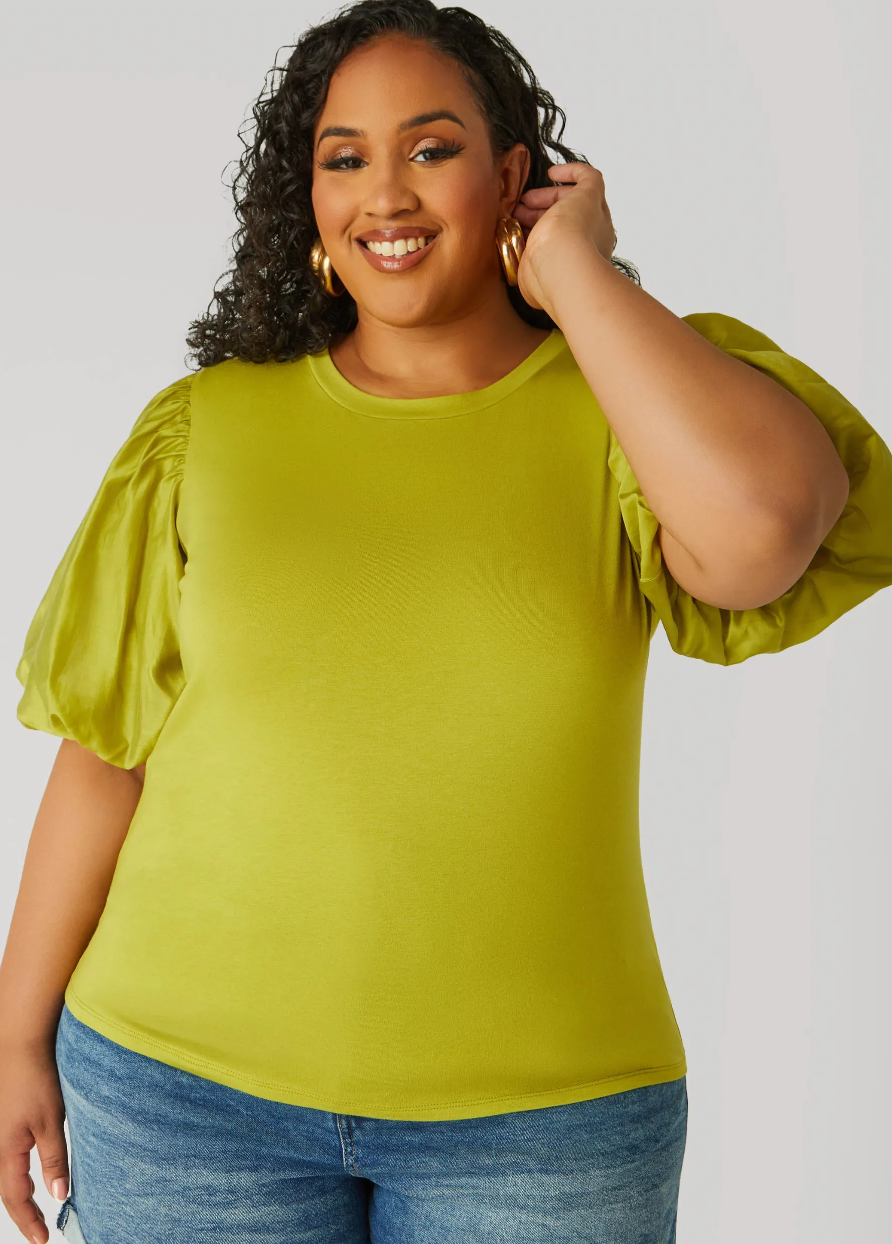 Discount Ashley Stewart Cotton Paneled Jersey Top