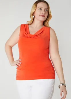 Outlet Ashley Stewart Cowl Neck Ruched Knit Top