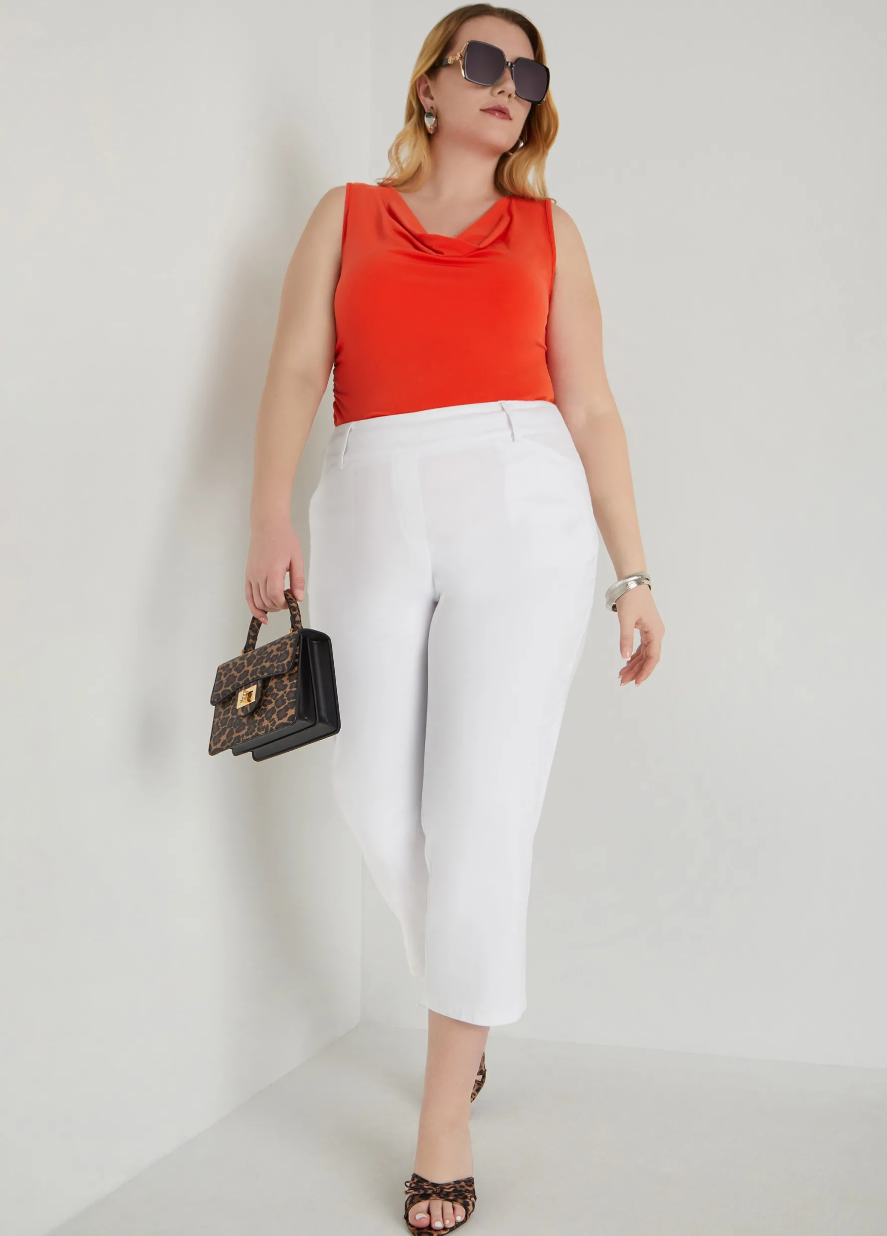 Outlet Ashley Stewart Cowl Neck Ruched Knit Top