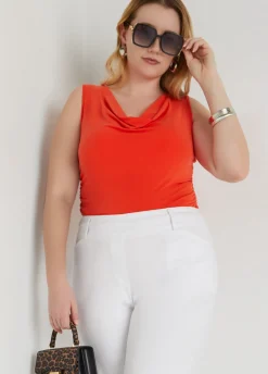 Outlet Ashley Stewart Cowl Neck Ruched Knit Top