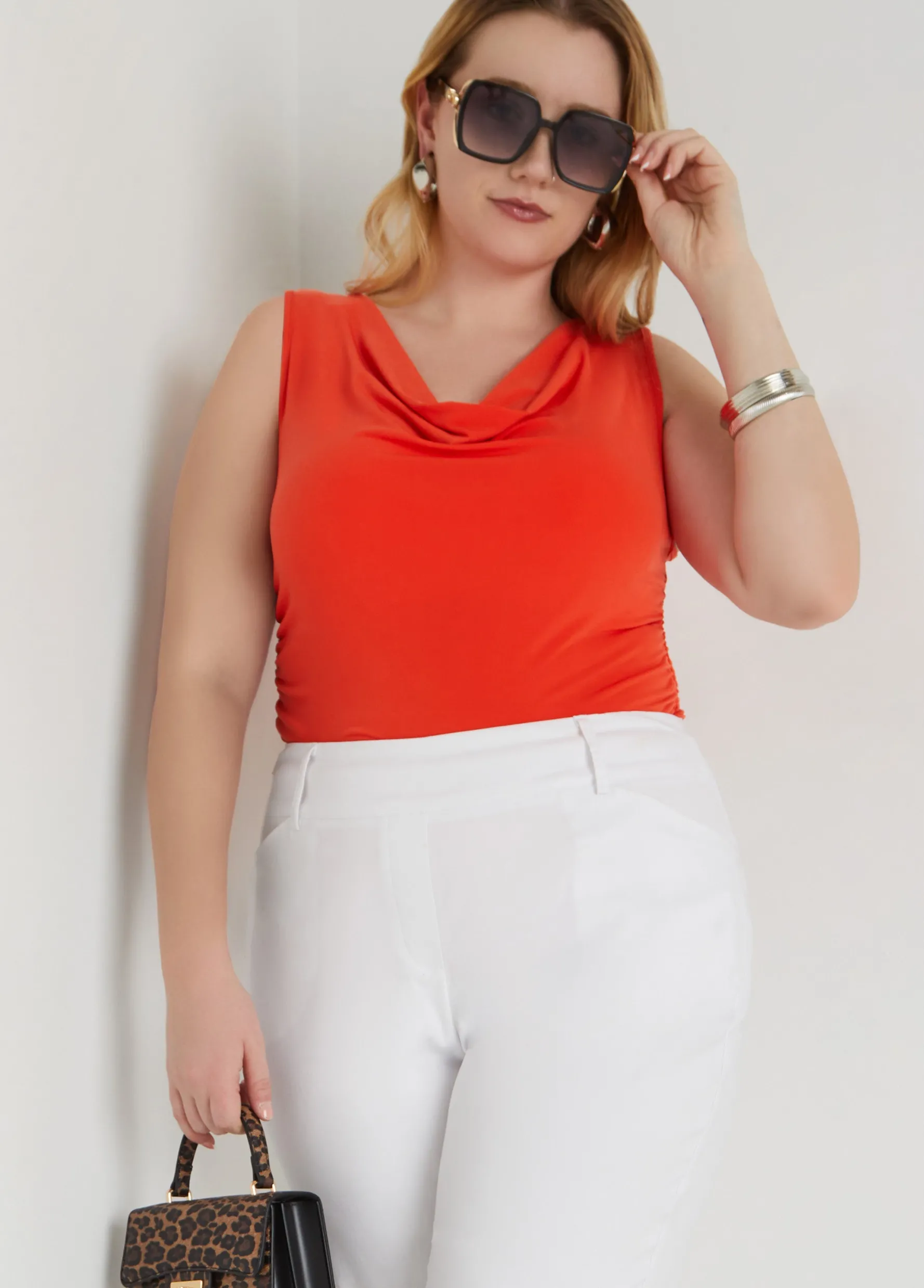 Outlet Ashley Stewart Cowl Neck Ruched Knit Top