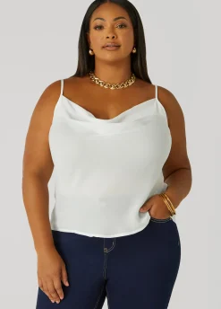 Clearance Ashley Stewart Cowl Neck Tank White