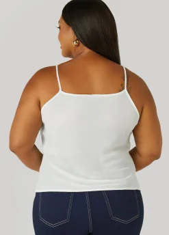 Clearance Ashley Stewart Cowl Neck Tank White