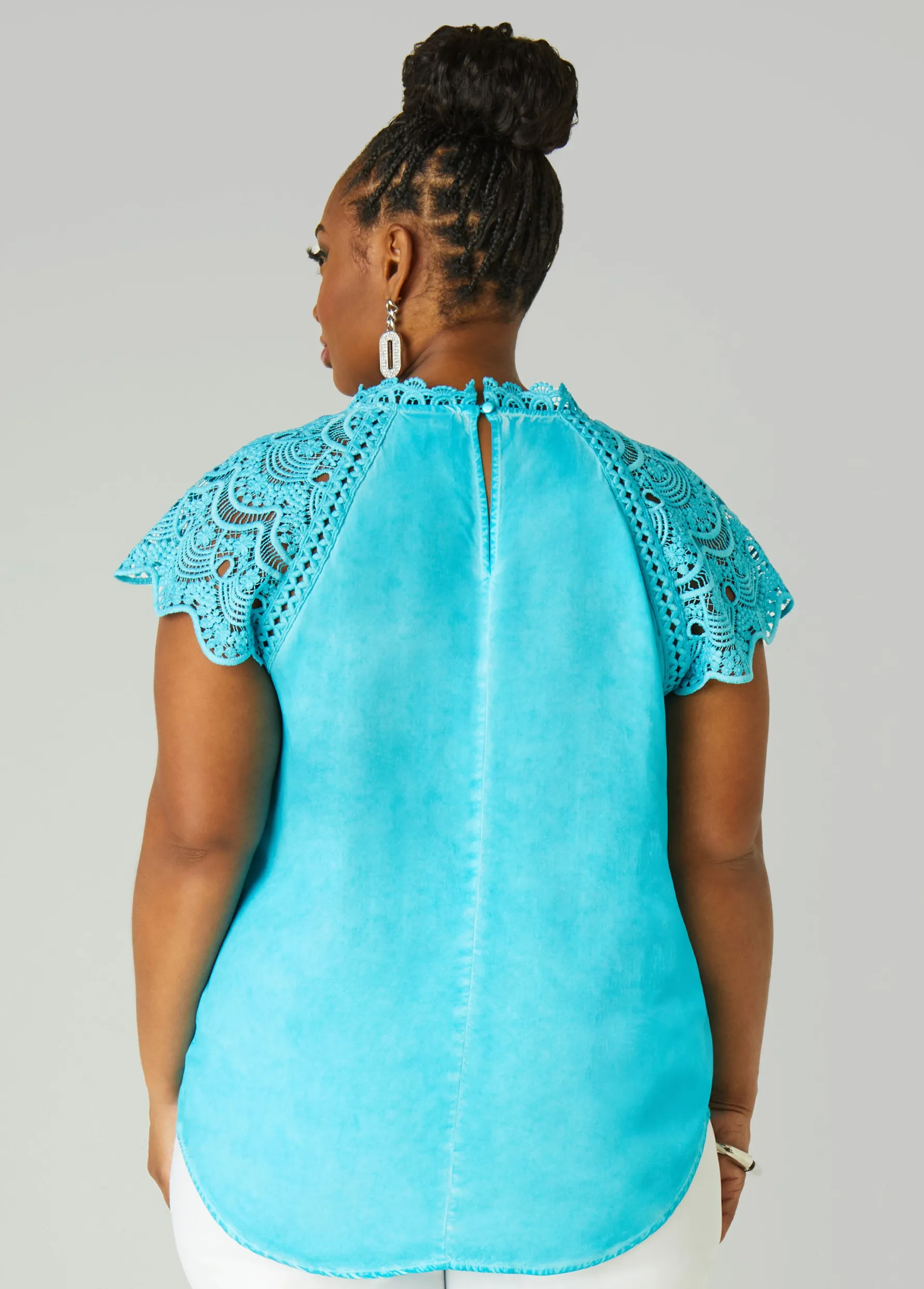 Sale Ashley Stewart Crochet Paneled Blouse