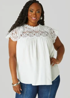 Sale Ashley Stewart Crochet Paneled Blouse
