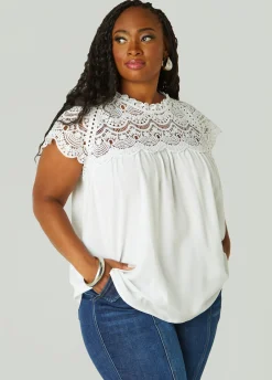 Sale Ashley Stewart Crochet Paneled Blouse