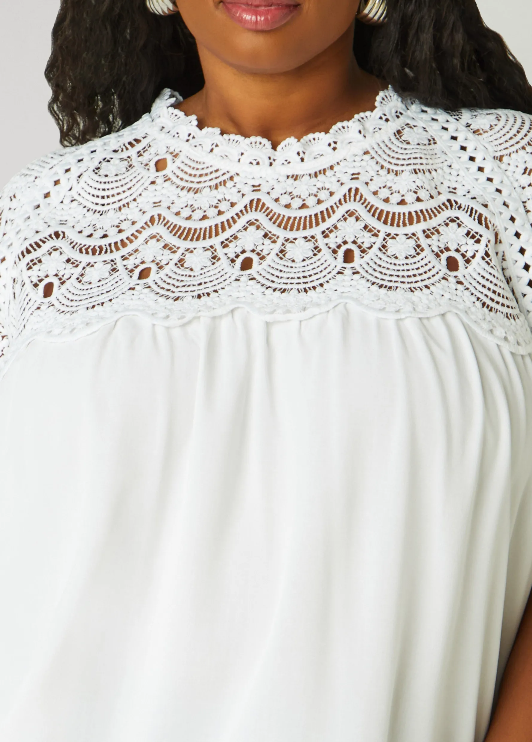 Sale Ashley Stewart Crochet Paneled Blouse