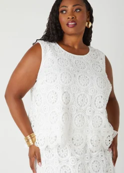 New Ashley Stewart Crocheted Top