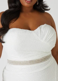 Sale Ashley Stewart Crystal And Faux Pearl Bridal Belt