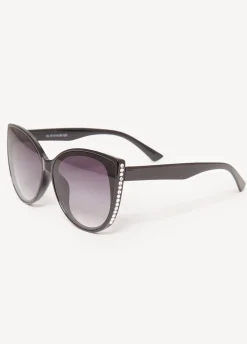 Discount Ashley Stewart Crystal Cat Eye Tinted Sunglasses Black
