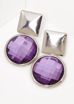 Sale Ashley Stewart Crystal Clip On Earrings Purple Magic