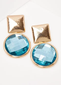 Sale Ashley Stewart Crystal Drop Clip On Earrings BlueBird