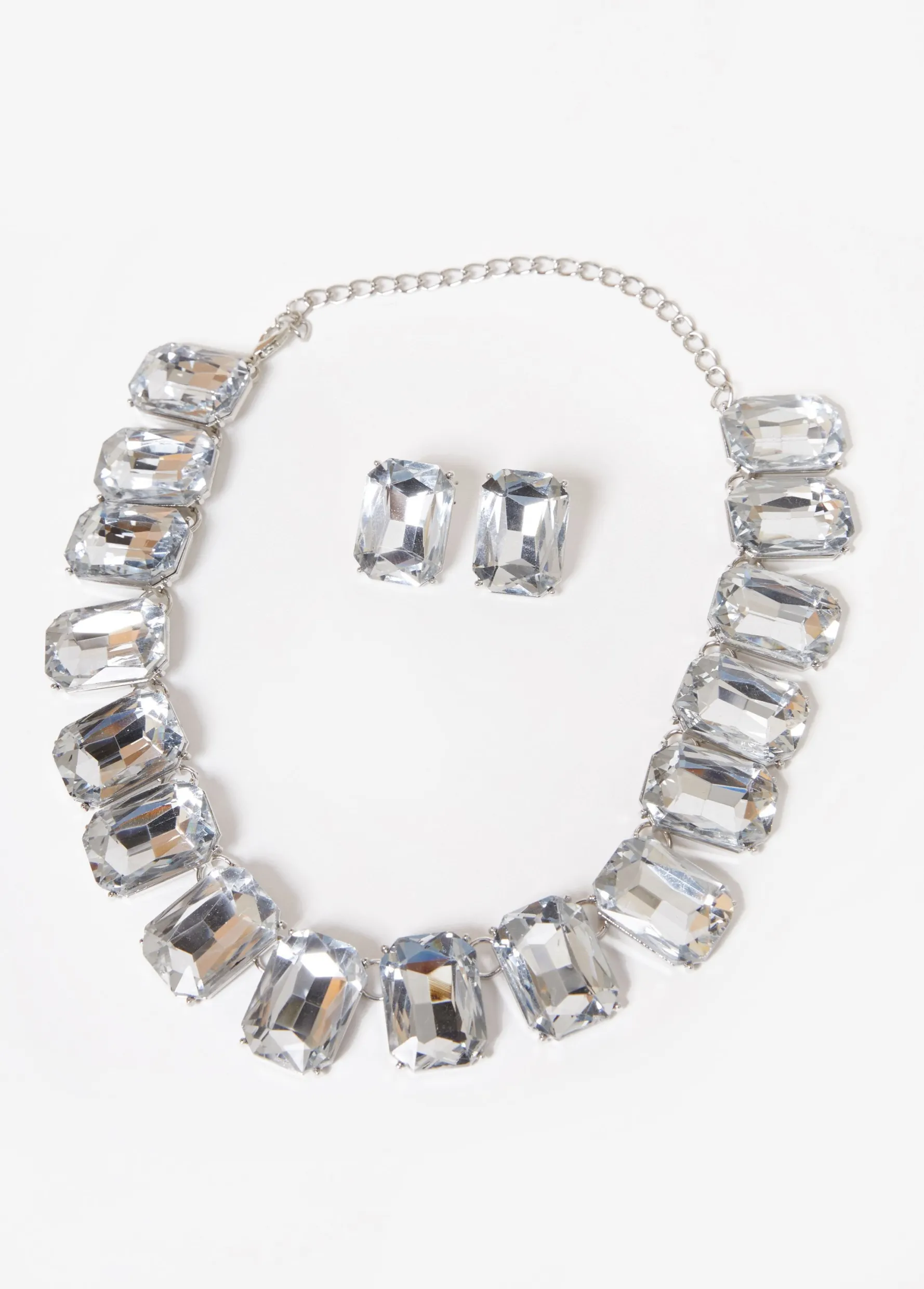 Outlet Ashley Stewart Crystal Earrings & Necklace Set Silver