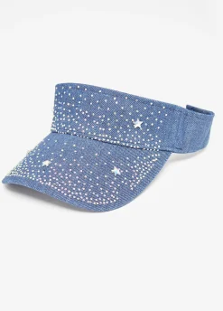 Sale Ashley Stewart Crystal Embellished Visor Denim