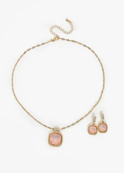 Sale Ashley Stewart Crystal Necklace Set Gold