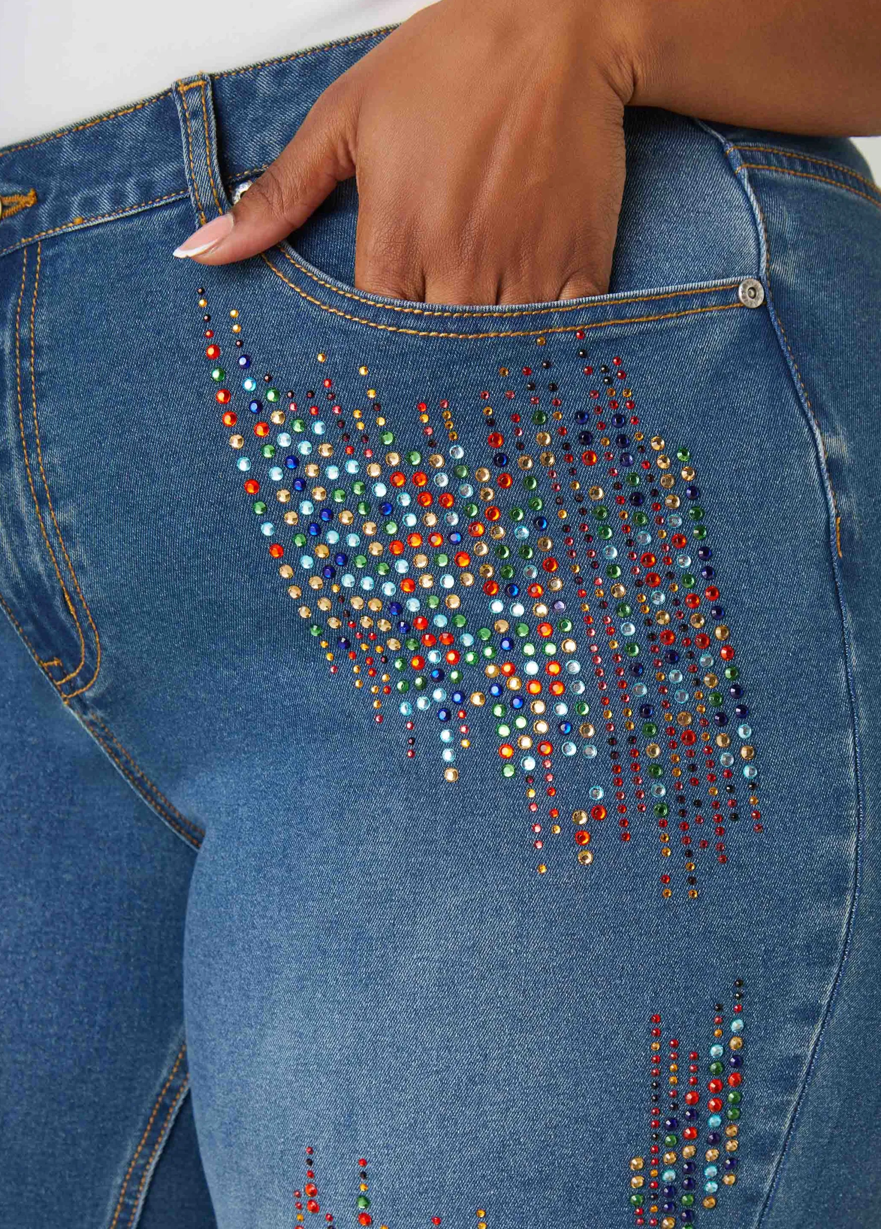 Hot Ashley Stewart Crystal Skinny Jeans Medium Blue