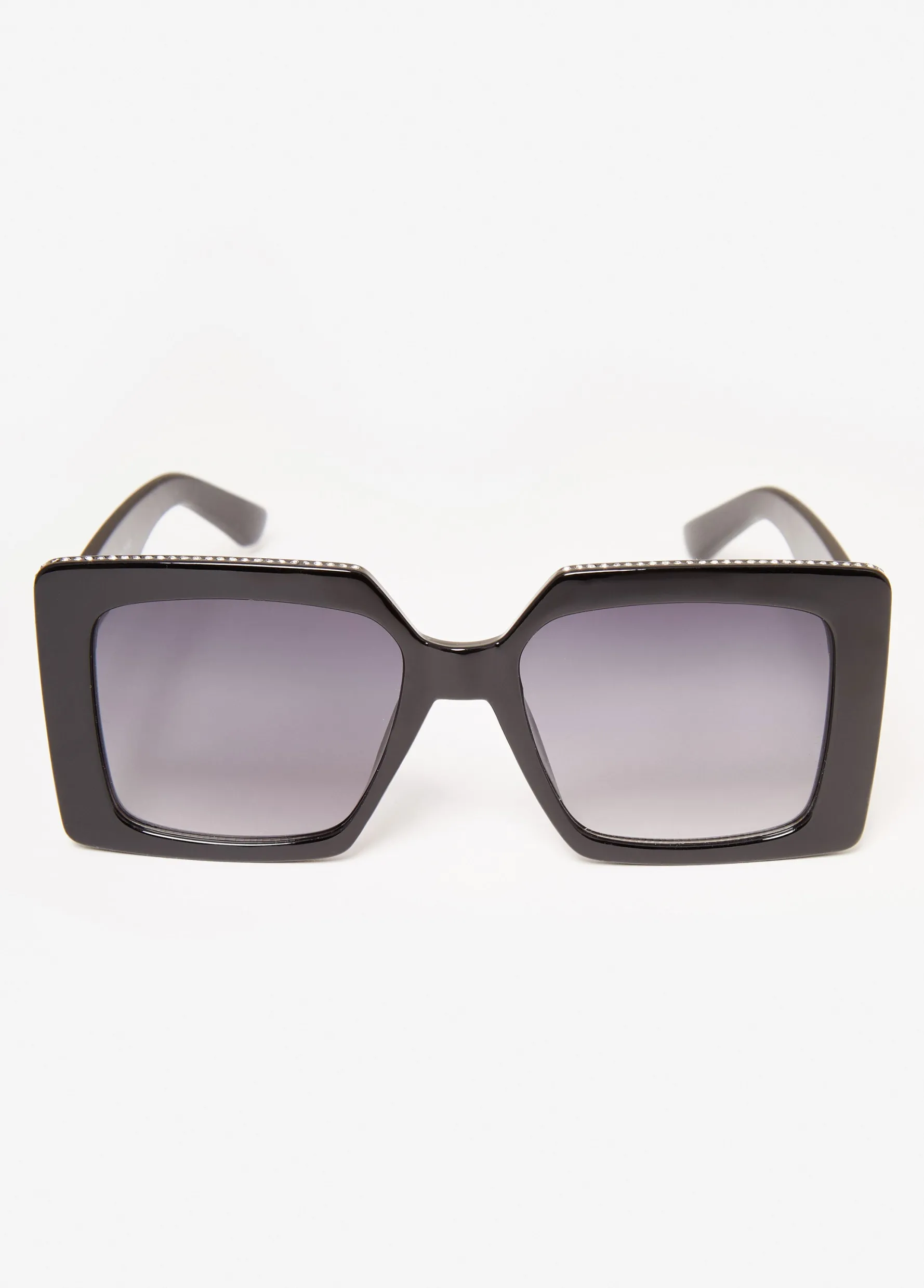 Online Ashley Stewart Crystal Square Sunglasses Black