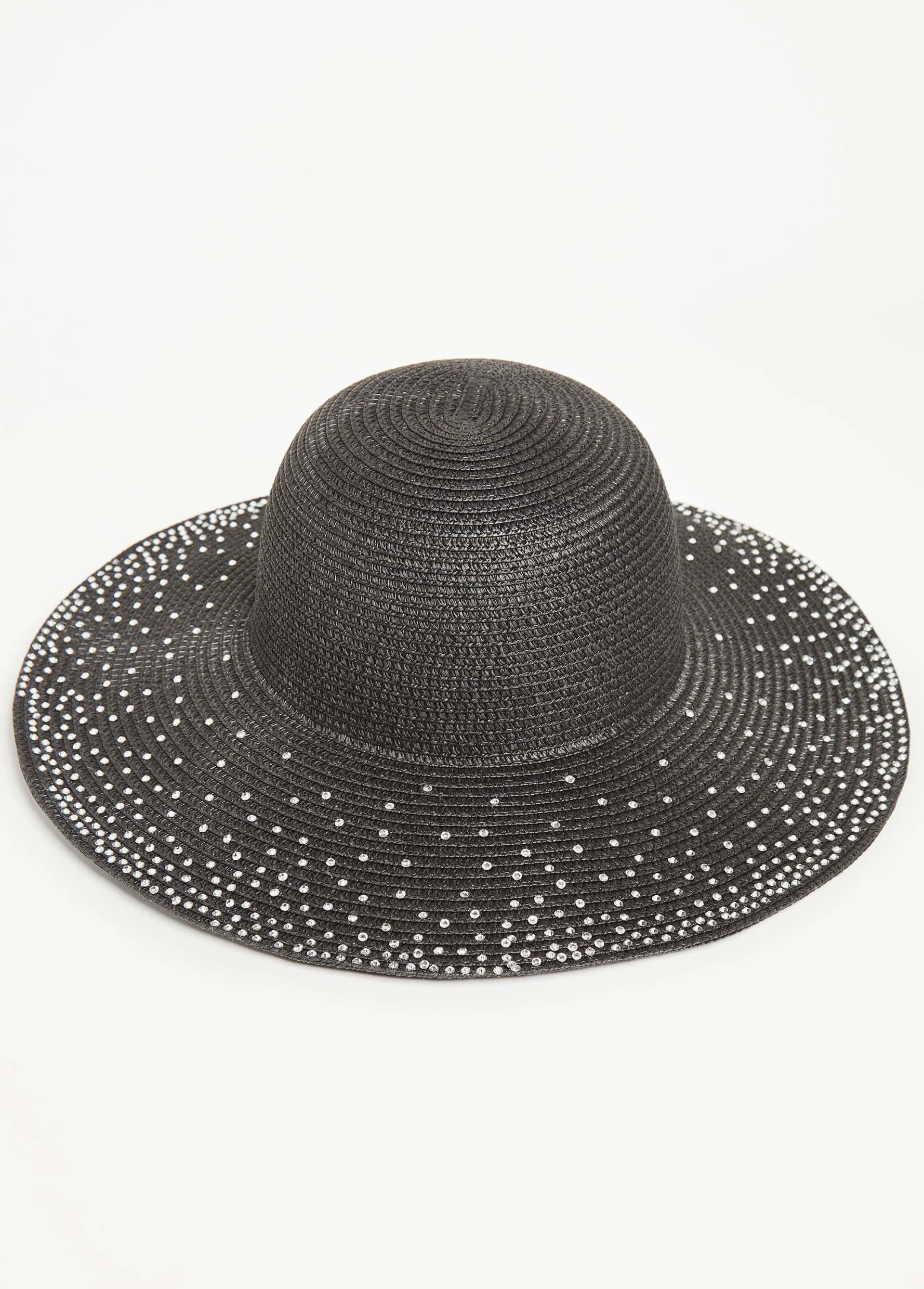 Outlet Ashley Stewart Crystal Straw Hat Black