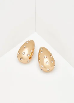 Sale Ashley Stewart Crystal Teardrop Earrings Gold