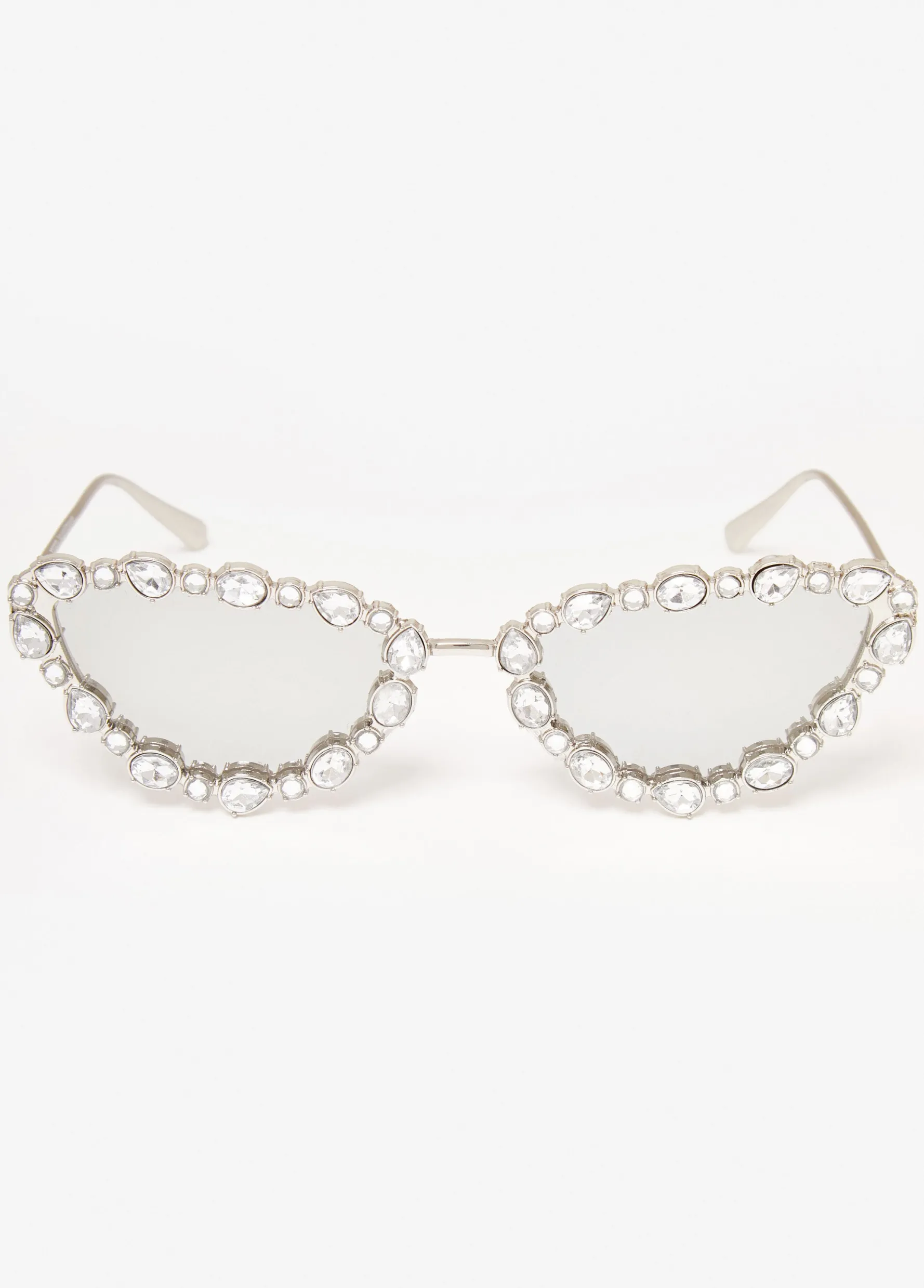 Outlet Ashley Stewart Crystal Tinted Cat Eye Sunglasses Silver