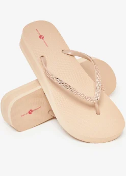 Sale Ashley Stewart Crystal Wedge Flip Flops