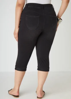 Clearance Ashley Stewart Cuffed Crystal Denim Capris