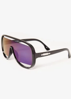 New Ashley Stewart Cutout Gradient Shield Sunglasses Black