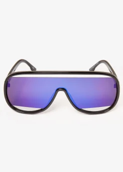 New Ashley Stewart Cutout Gradient Shield Sunglasses Black