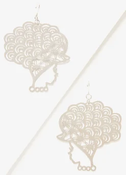 Discount Ashley Stewart Cutout Profile Drop Earrings Silver