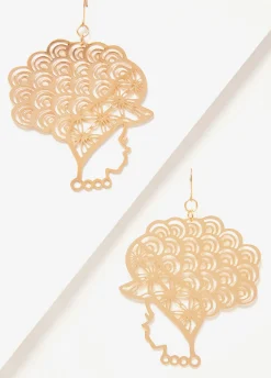 Outlet Ashley Stewart Cutout Profile Earrings Gold