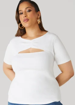 Best Ashley Stewart Cutout Ribbed Tee