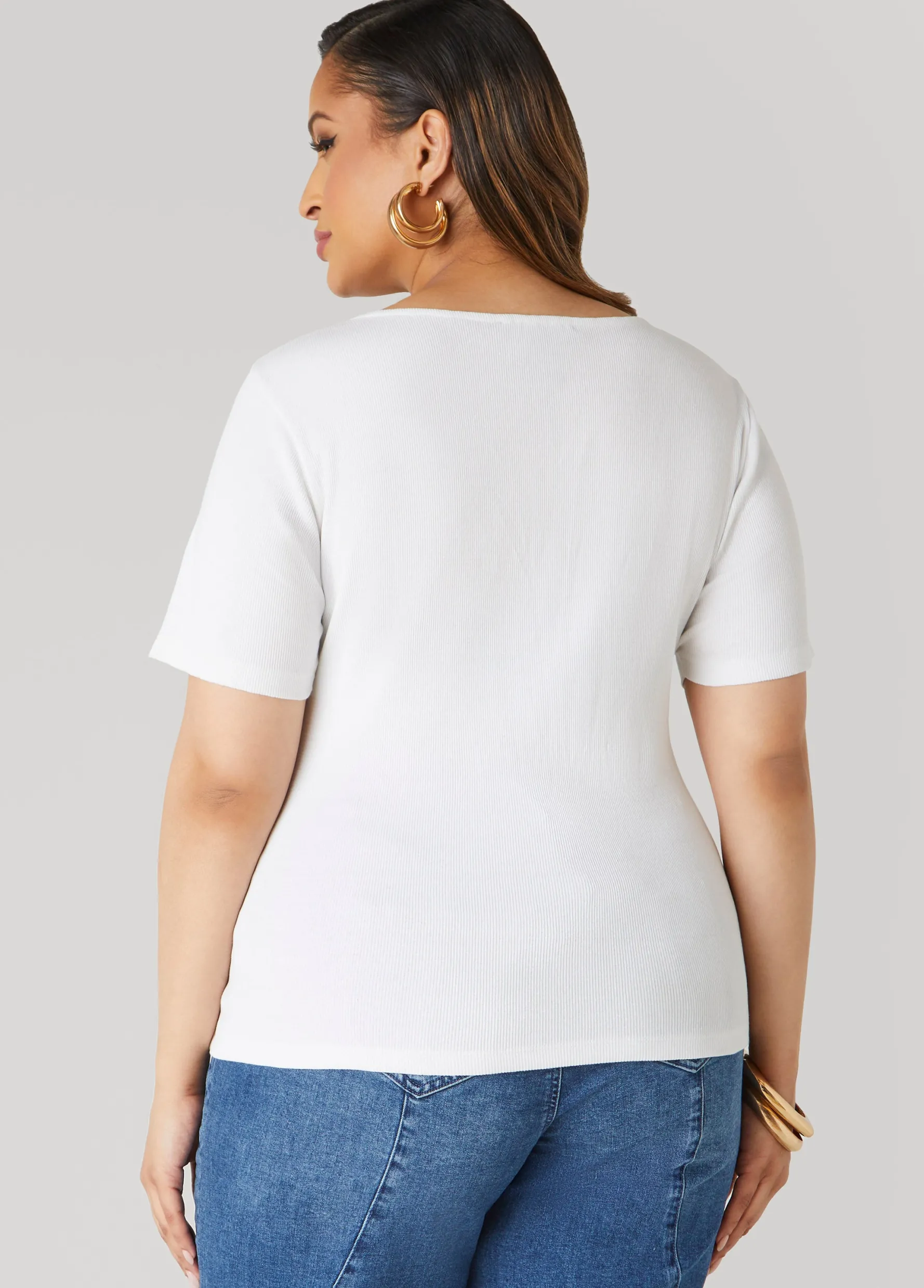 Best Ashley Stewart Cutout Ribbed Tee
