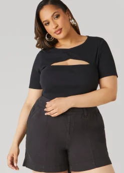 Best Ashley Stewart Cutout Ribbed Tee