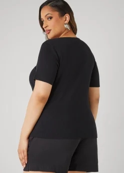 Best Ashley Stewart Cutout Ribbed Tee