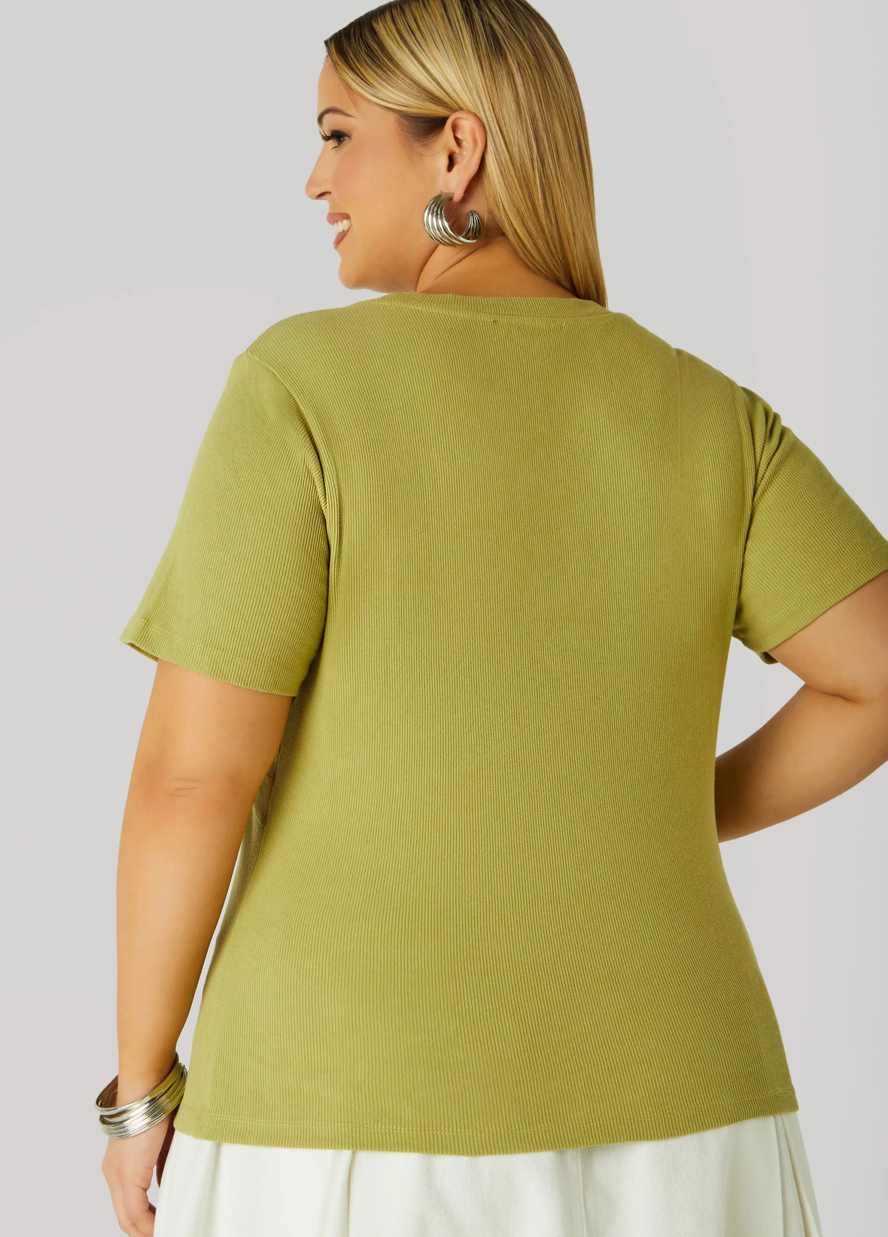 Sale Ashley Stewart Cutout Ribbed Top