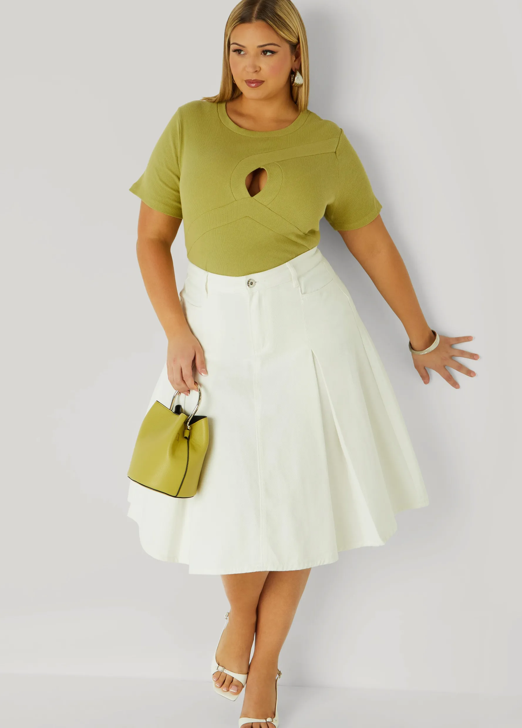 Sale Ashley Stewart Cutout Ribbed Top