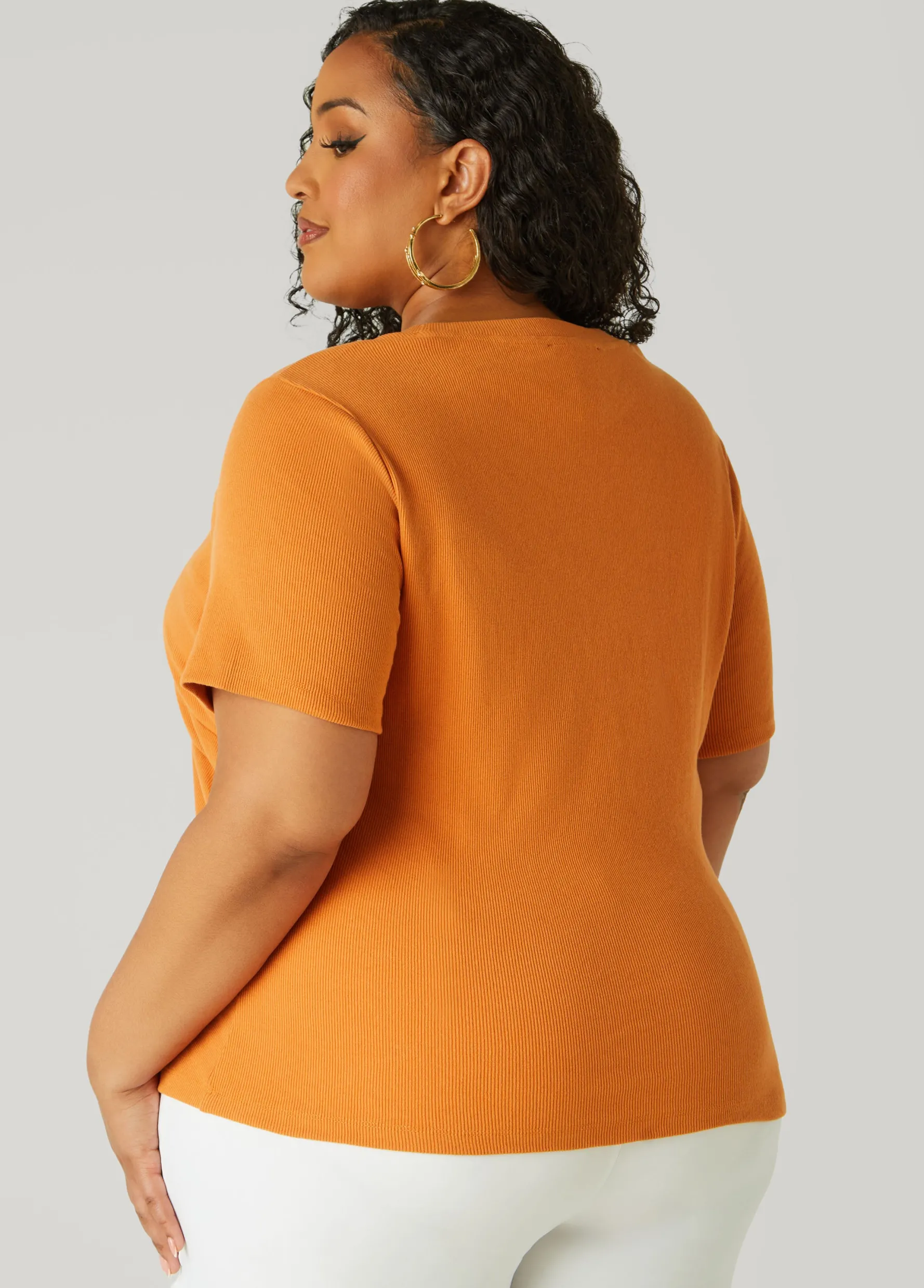 Sale Ashley Stewart Cutout Ribbed Top