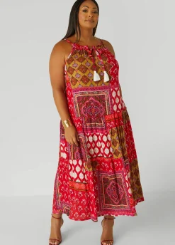 Best Ashley Stewart Cutout Scarf Print Maxi Dress Multi