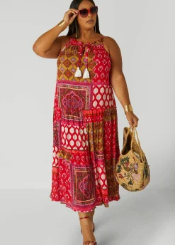 Best Ashley Stewart Cutout Scarf Print Maxi Dress Multi