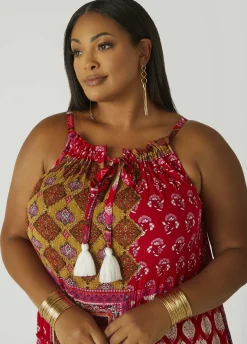 Best Ashley Stewart Cutout Scarf Print Maxi Dress Multi