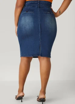 Online Ashley Stewart Denim Pencil Skirt Dk Rinse